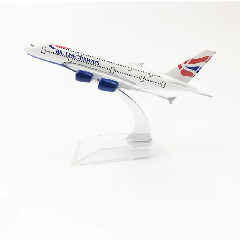 Модель самолета BRITISH AIRWAYS A380, модель самолета, 16 см, игрушечный металлический самолет AIRWAYS с базой, коллекция подарочных игрушек