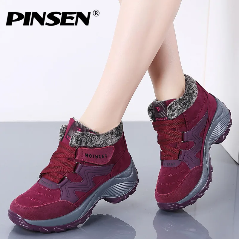 Winter women snow boots warm push ankle boots female high wedge waterproof Boot