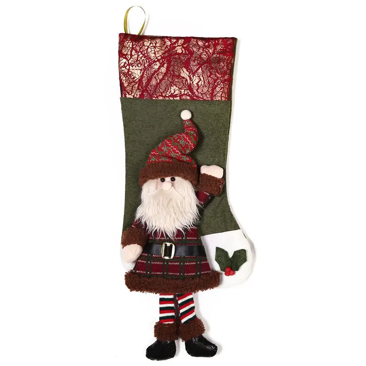 FUNNYBUNNY 3D дизайн рождественские висячие Чулки набор праздничное украшение для рождественского камина орнамент(Санта, снеговик и олень - Цвет: Santa Claus