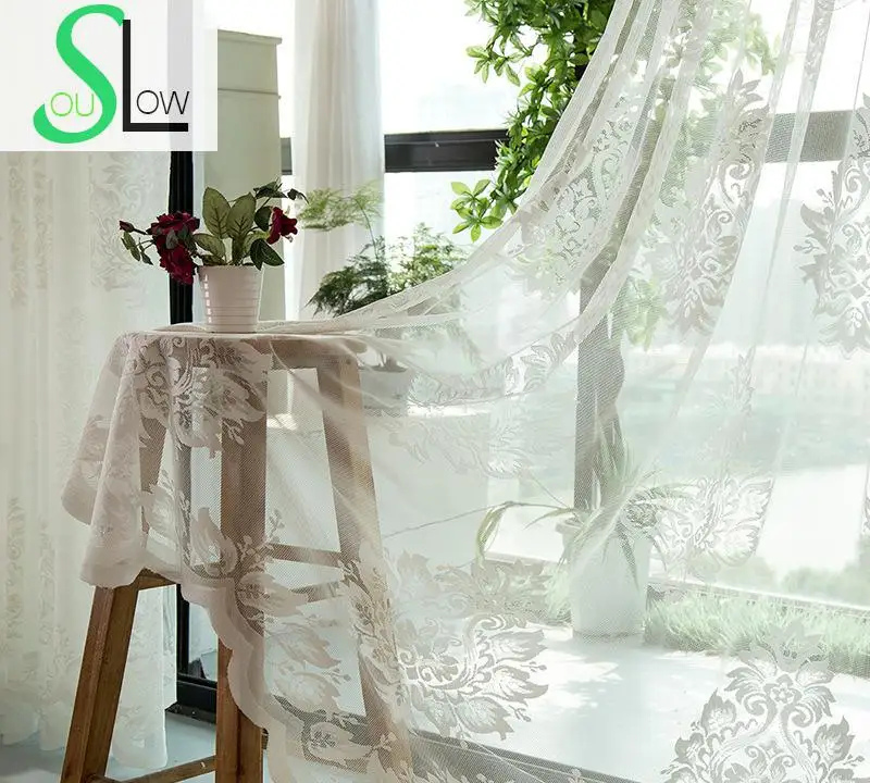 

Slow Soul White Wind Cotton Fabric Europe Tulle Curtains For Living Room Kitchen Cortinas Dormitorio Bedroom Sheer Curtain