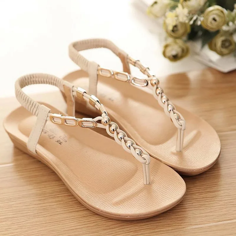 Puimentiua Women Sandals 2019 Flats Sandals Women Summer Women Shoes Bohemia Style Flip Flops Beach Shoes Women's Beach Slipper