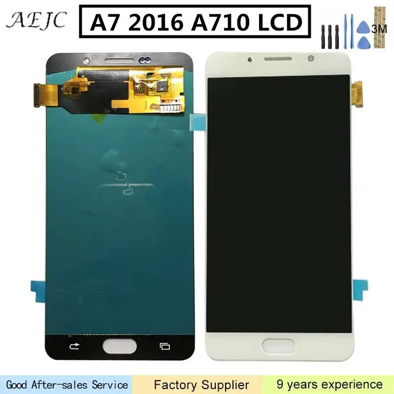 Замена OLED для SAMSUNG Galaxy A7 2016 A710 A7100 ЖК-дисплей с сенсорным экраном дигитайзер сборка