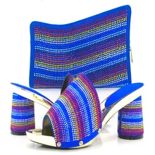 Royal blue KL813 98 New Arrival Elegant Italian Shoes and Bag Set Matching Fashion Dress Shoes