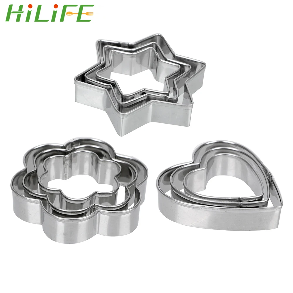 

HILIFE Stainless Steel Cookie Cutter Star Heart Flower Cutter Baking Mould Baking Mould Biscuit DIY Mold 3pcs/set Egg Mould