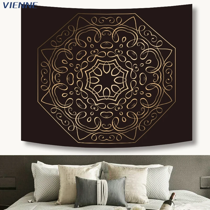 Bohemian Tapestry Indian Black Rose Gold Room Rug Wall Hanging Decoration Yoga Mat Boho Wedding Decor for Home and Garden | Дом и сад