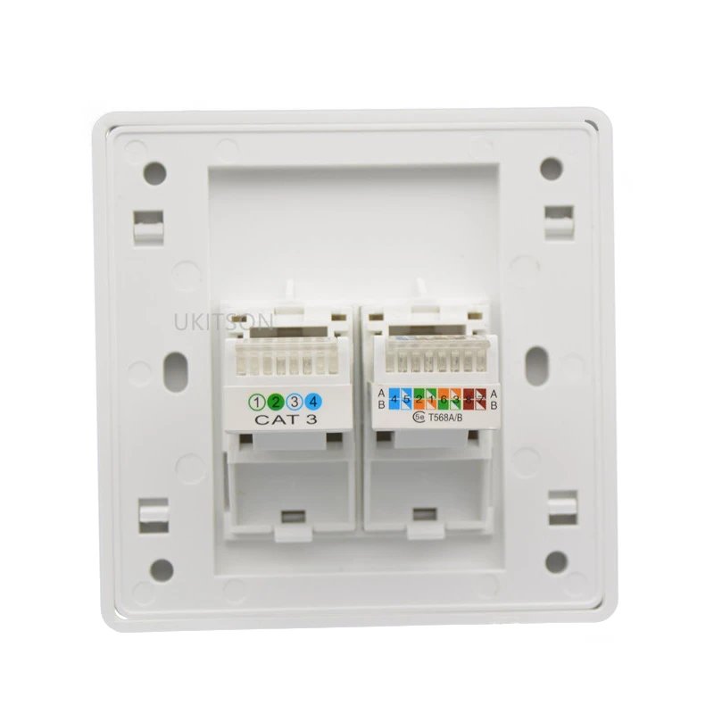 Глянцевая панель для телефона RJ11 с CAT5E RJ45 настенная розетка 86x86 мм интернет