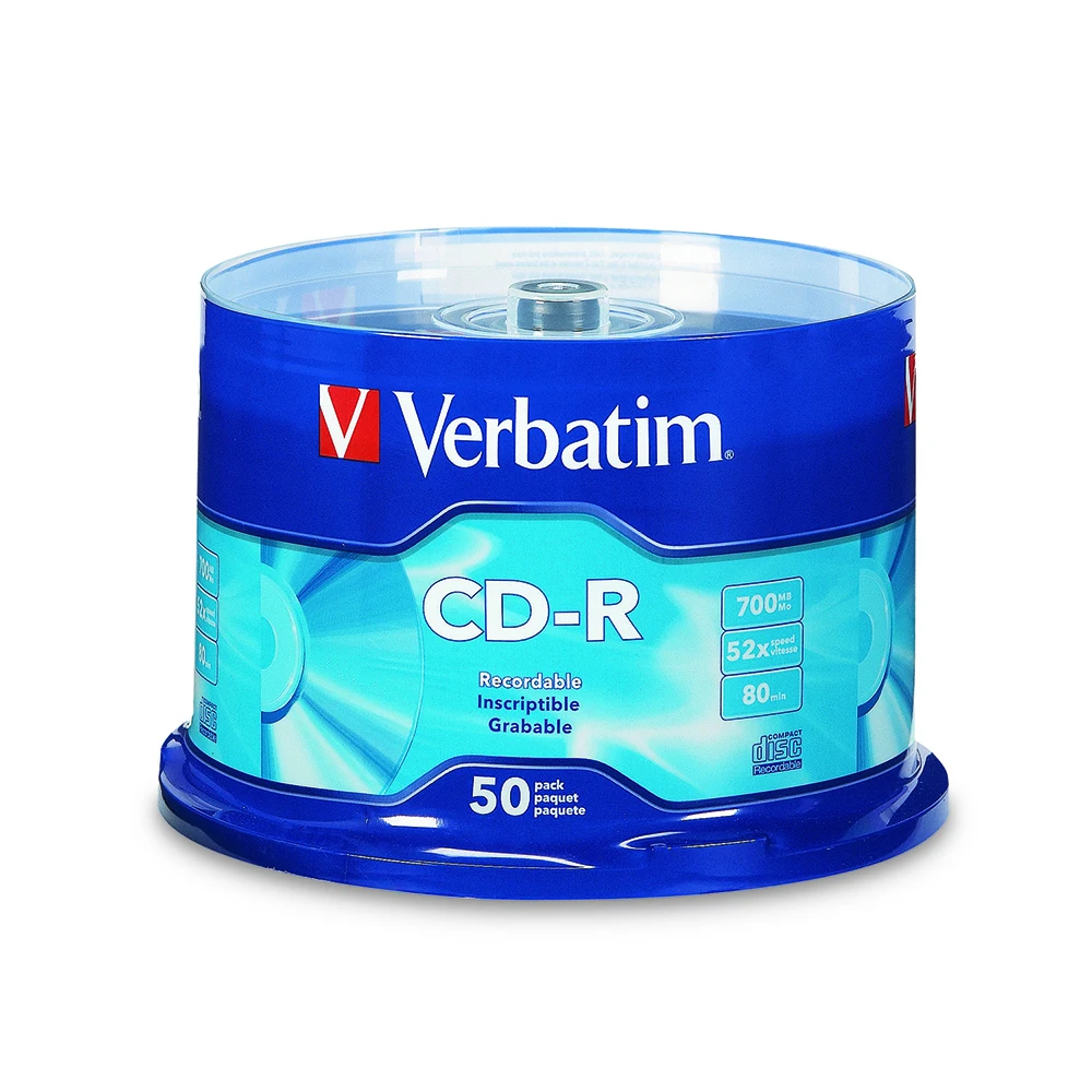 DVD диски Verbatim 50/лот CD-R CD диски Bluray 700MB 80min 52X фирменные записываемые носители пустой диск 50PK шпиндель компактной записи