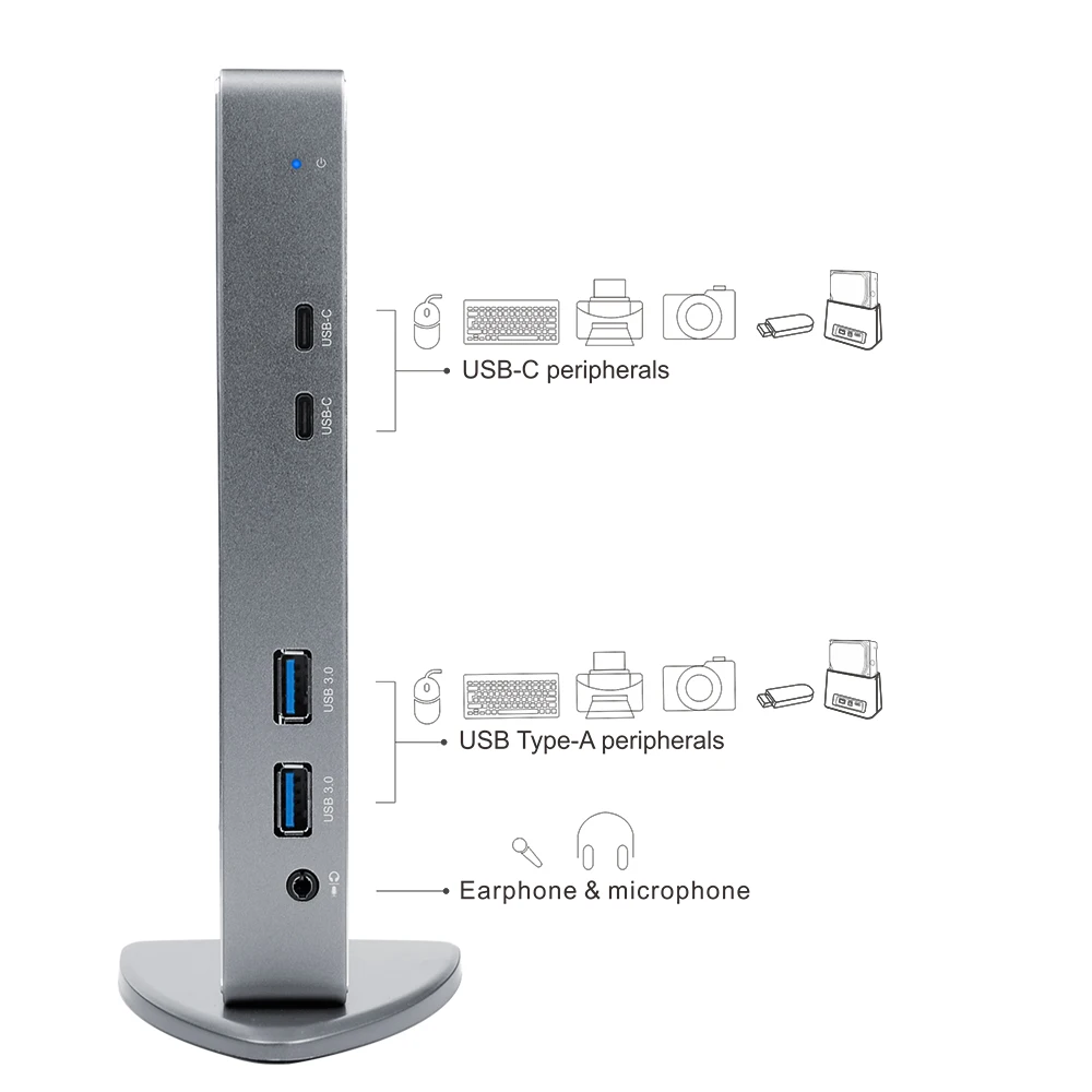 USB C алюминиевая Универсальная док-станция type C HDMI Dual 4K@ 60Hz Ultra HD 5K видео дисплей Gigabit Ethernet USB 3,0 для Windows