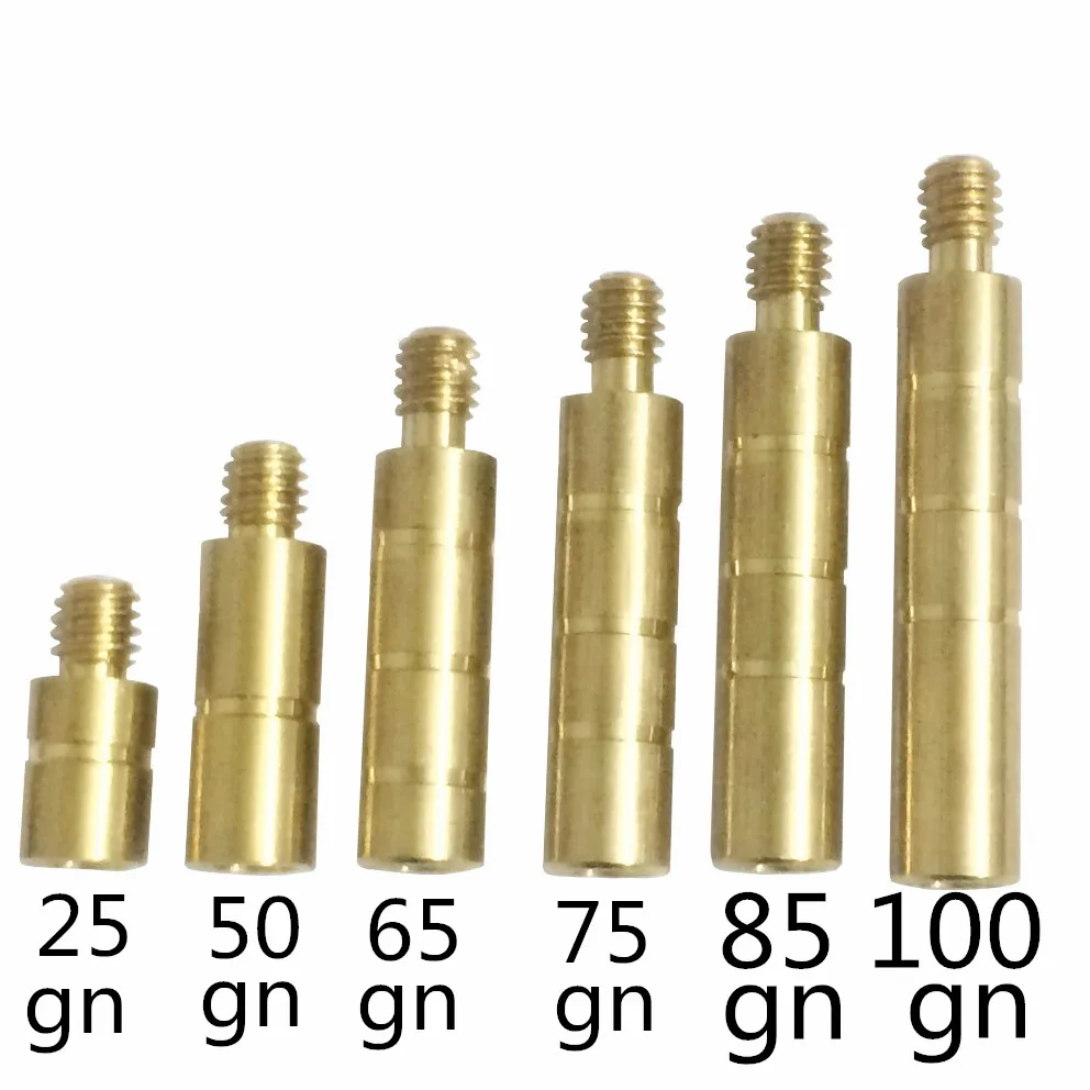 

Suitable Diameter 6.2mm Arrow Shaft Weight with bronze 25 50 65 75 85 100gn for Archery hunting headarrows 24pcs and 36ps