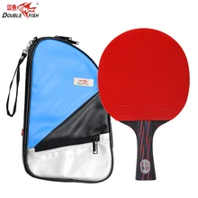 Hot Double Fish Red&Black Carbon Fiber Table Tennis Racket FL Handle Pingpong Paddle ITTF Approved Rubber with Cover Bag Case pro table tennis pingpong combo racket shakehand long handle fl yinhe w 6 with ritc729 focus3 snipe and dhs neo hurricane 3