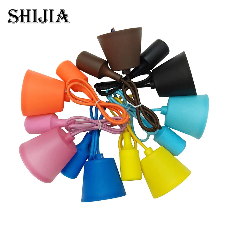 

E27 Socket Chandelier Lighting Point Hanging Line Colorful Silicone Rubber Ceiling Hanging Lamp Base Holder