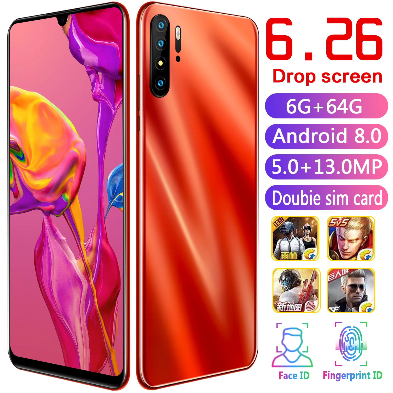 New Gobal Mobile Smart Android Phone P30 Pro 6.26'' HD Drop Screen 6GB+64GB CHAOAI 3g Smartphone