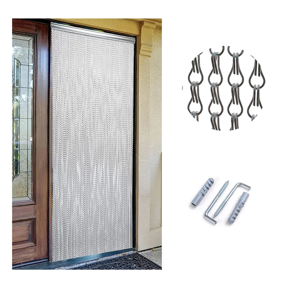 Cadena de aluminio Fly pantalla/Cadena de puerta cortina divisor de habitación Cadena de aluminio Fly pantalla/Cadena de puerta cortina divisor de habitación