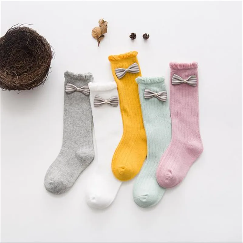 Buy 1 Lot 5 Pairs Baby Girls Socks Knee High with Bows