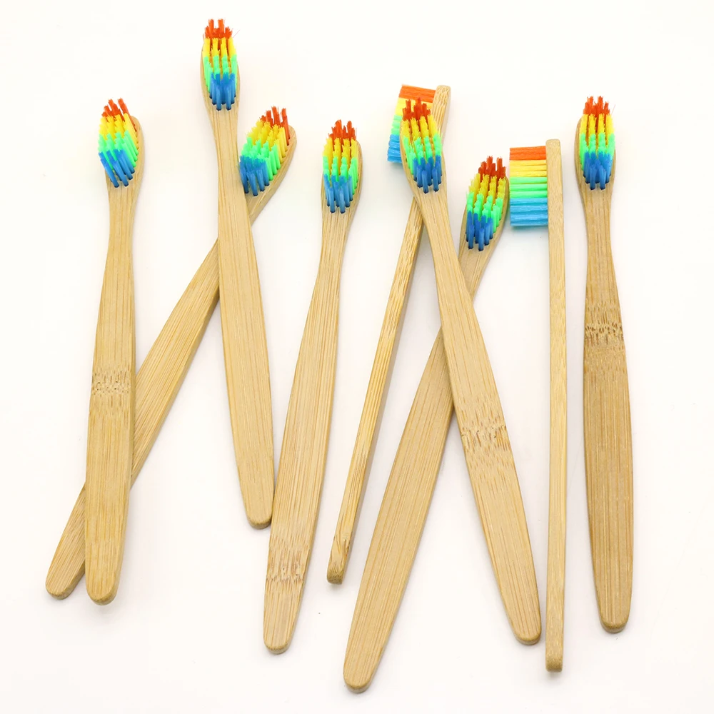 DR.PERFECT 50 PCS/lot Colorful Head Bamboo Toothbrush Wholesale Environment Wooden Bamboo