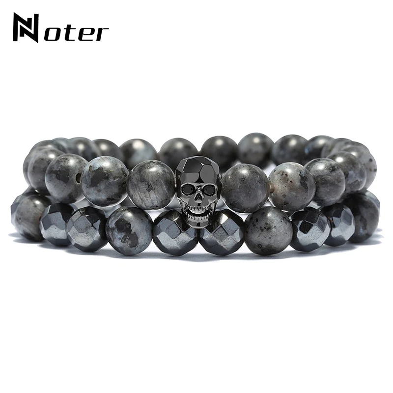 Pulsera De Hematita Para Hombre - Piedra Natural - Acero Pulido - Para Uso Diario Y Eventos