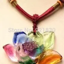 Штраф Заполненные Подарков женская Изысканные Г-Жа UA стиль Лаки леди мужчины Кристалл корень Лотоса цветок талисман ожерелье 2 шт