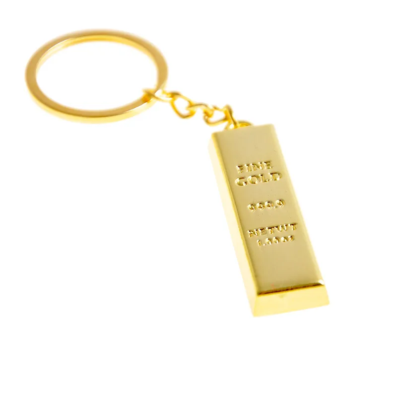 

Car Key Rings Accessory Gold Bar Key Chain Metal Golden Brick Keychains Handbag Pendant Keyrings Feng Shui Lucky