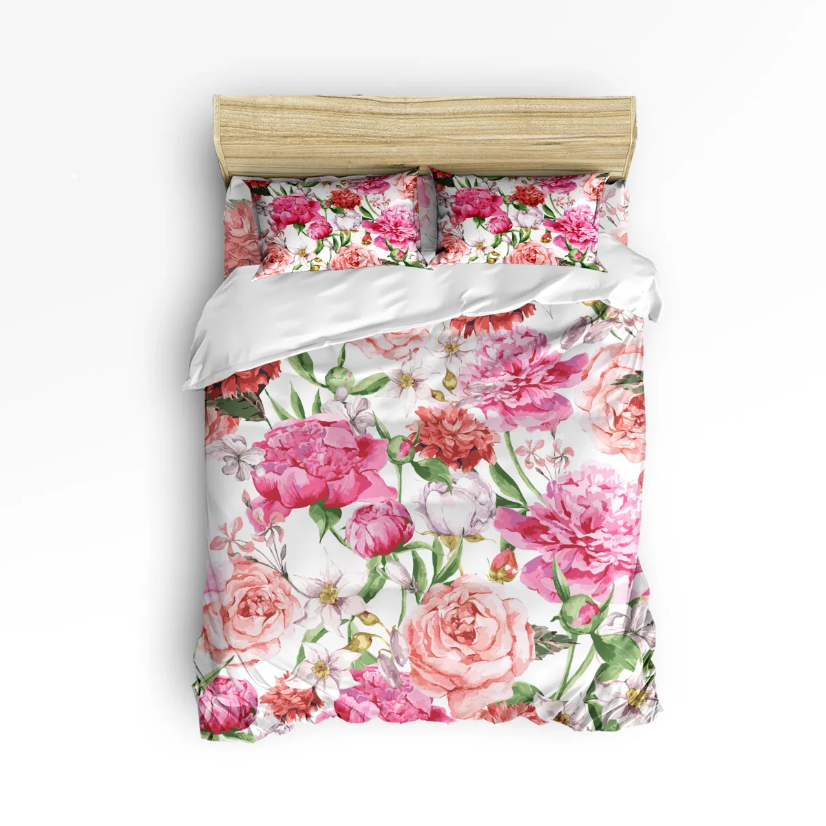 

Pink Roses Floral Flower 3D Bedding Sets 4pcs Bedclothes Queen/Twin/King Size Bedding Sets Duvet Cover Housse De Couette Kids