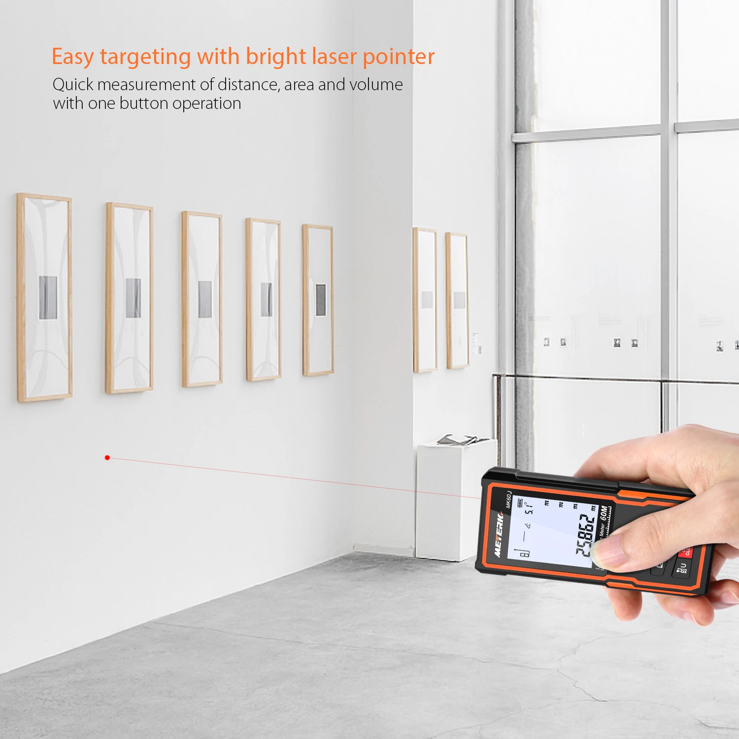 

Meterk Handheld Digital Laser Distance Meter Area Volume Measurement Tool Range Finder High-precision Rangefinder Storage