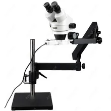 Articulating Stand Microscope–AmScope Supplies 3.5X-90X Articulating Stand Zoom Microscope with Base Plate + Ring Light