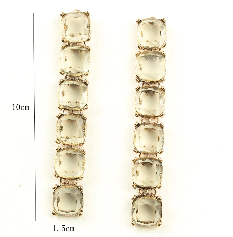 

Long transparent glass earrings simple light blue long earrings woman