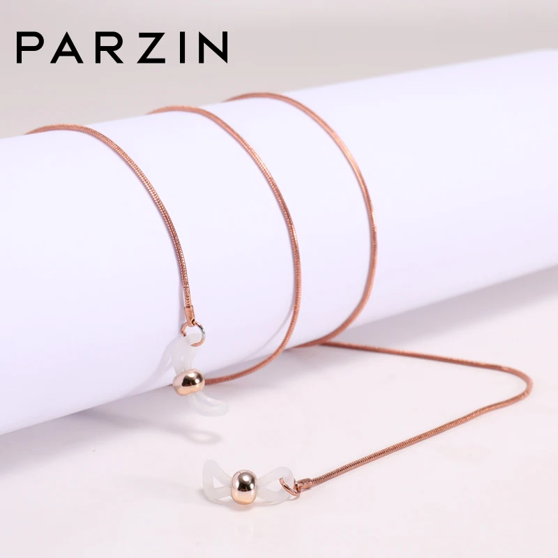 PARZIN, модная Нескользящая цепочка для очков, Женская ретро позолоченная цепочка для очков для чтения, металлическая цепочка для солнцезащитных очков - Цвет: Rose gold