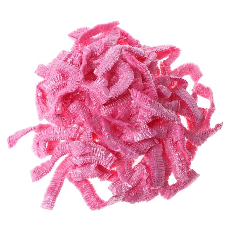 100 шт прозрачная одноразовая шапочка для душа для салона волос эластичная водонепроницаемая шапочка для купания s Oct15 Прямая поставка - Цвет: Pink