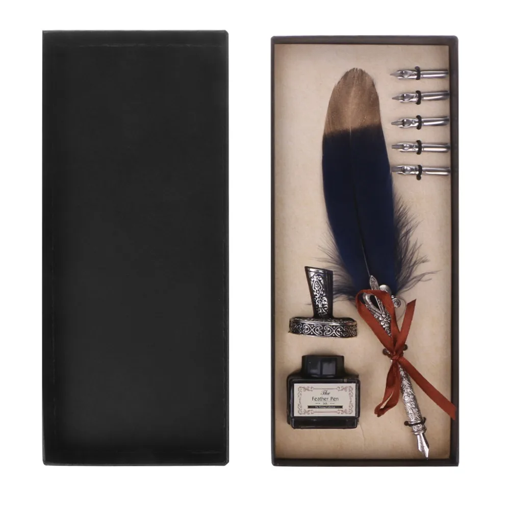 Винтажные перьевые ручки с чернилами+ 5 перьев набор канцелярских принадлежностей подарок