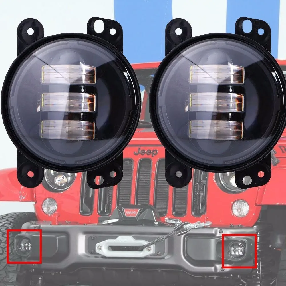 4 Inch 30w Cree Led Fog Lights Len Projector for Jeep Tractor Boat Led Fog Lamps Bulb Auto Led Headlight Driving Offroad Lamp for Jeep Wrangler Dodge Chrysler Front Bumper Lights