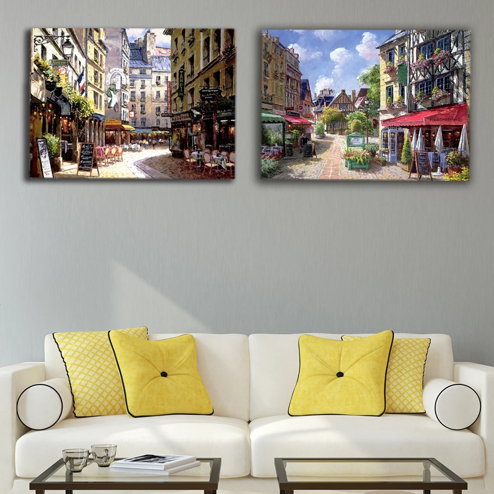 Online Led Leinwand ölgemälde venedig szene und paar straße kaffee shop wand bild leinwand drucken leuchten wandkunst dekor 16x24IN