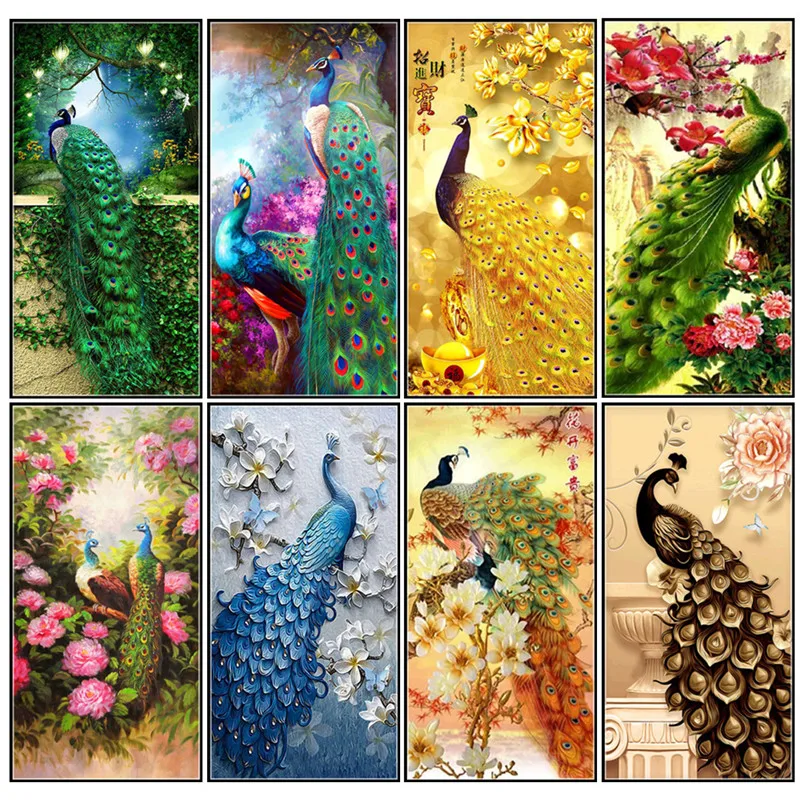 

5D DIY Diamond Painting Animal Peacock Pattern Diamond Cross Stitch Round Full Shape / Diamond Embroidery