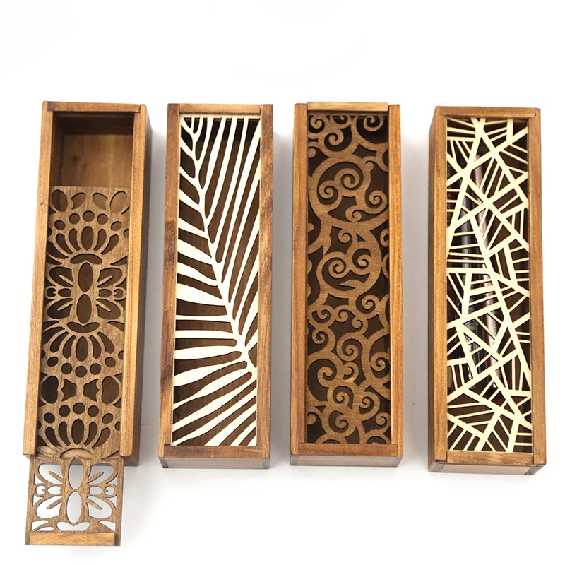 

1pc Wooden Hollow Office Desk Storage Boxes For Pencil Case Jewelry Stationery Creative Elegant Storage Box Cosmetic Organizer