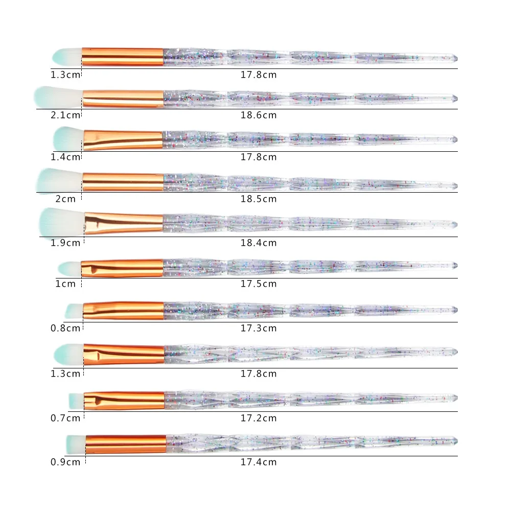 MAANGE Pro 10/1 шт. Прозрачный Алмазный ручка кисточки, кисточка для макияжа, пудры, глаза брови кисти для макияжа Косметический Красота