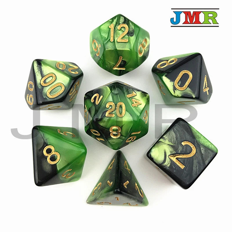 

Brand New Green Color Portable Dice Playing Game for Dungeons and Dragons Mixed-color Dnd Rpg Game Dice Playing Board Game