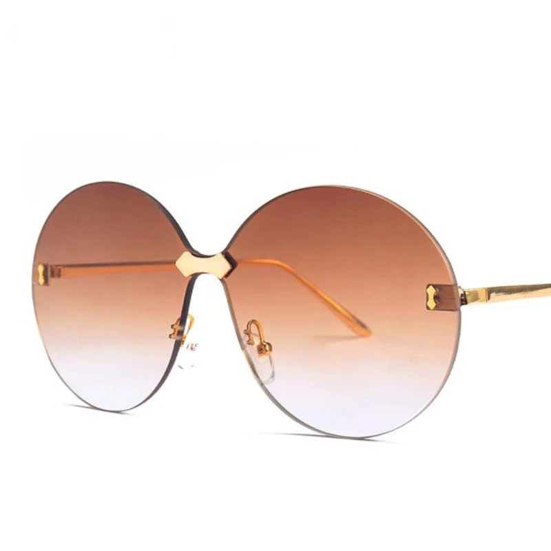 Трендовые новые модные женские роскошные брендовые дизайнерские негабаритные Круглые Солнцезащитные очки винтажные градиентные солнцезащитные очки UV400 - Цвет линз: C2 tea