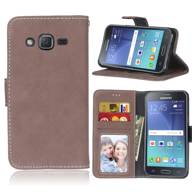 Ретро матовый кожаный чехол бумажник для телефона Samsung Galaxy 2015 J1 J2 J3 Pro 2016 J120 J320