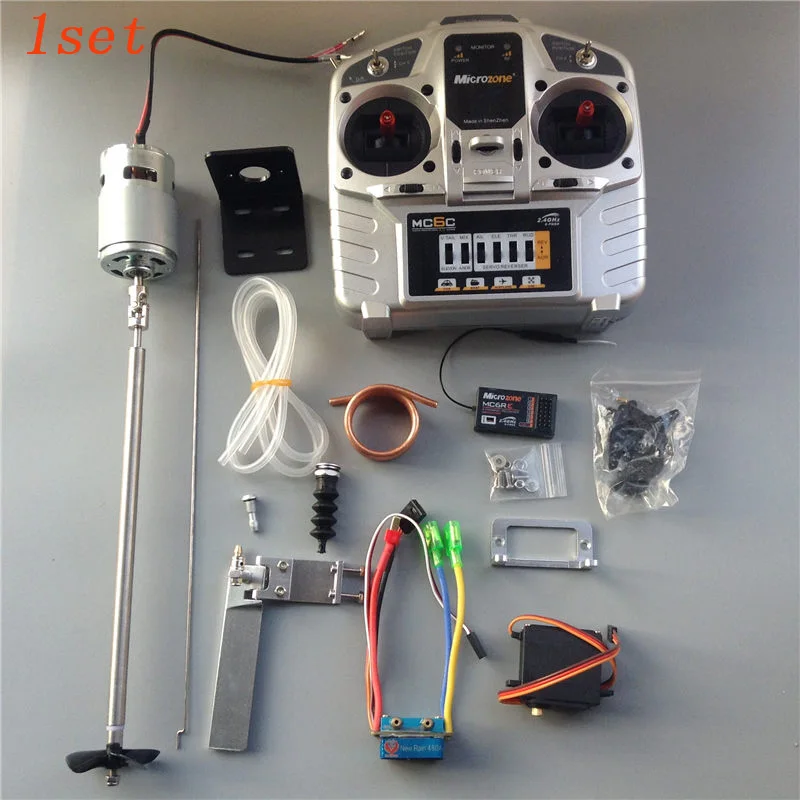 1 компл. RC лодка на дистанционном управлении комплект MC6C 6CH передатчик + 775 мотор + 95 мм водяной Руль + 480A с водяным охлаждением матовый ESC для