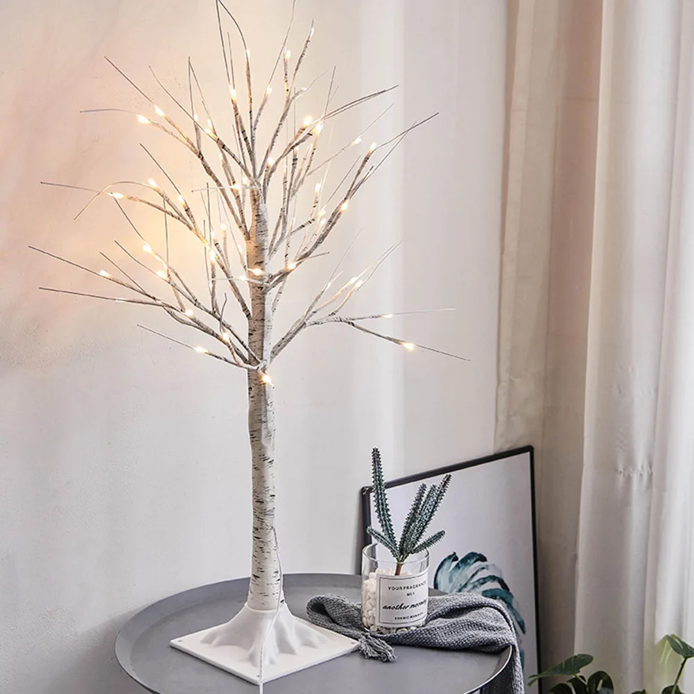 

Wedding Festival Lamp Home Decorative Night Light Landscape PVC 45CM Artificial Birch Tree Warm White 24 LED Branches Party