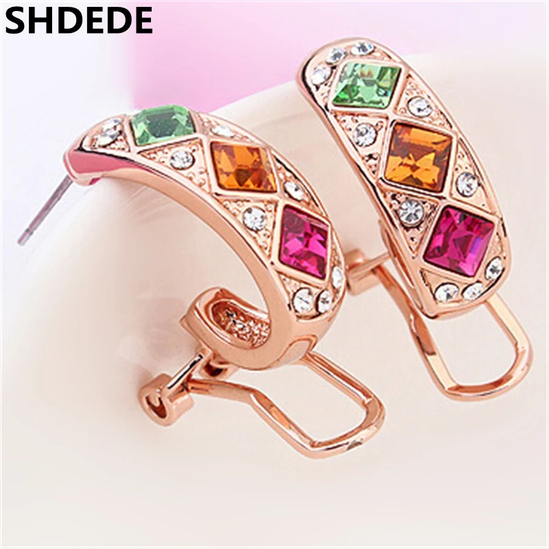 

SHDEDE Trendy Jewelry Austrian Crystal Stud Earrings Women Fashion Accessories High Quality Party Lady Earring -14784