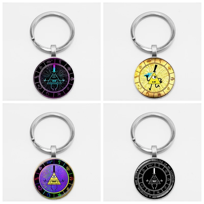 

Fashion Steampunk Drama Gravity Waterfall Mystery Bill CIPHER WHEEL Creative Chaveiro Glass Key Chain Glamour Jewelry