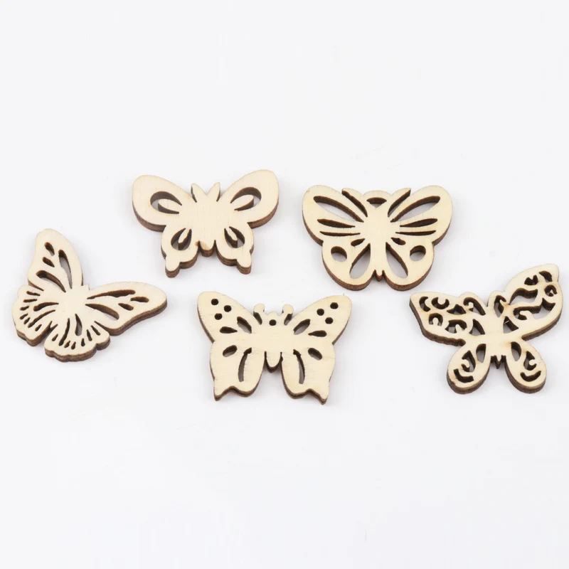 

Natual Butterfly Pattern Wooden Scrapbooking Art Collection Craft for Handmade Accessory Sewing Home 30mm 20pcs MZ168-FD
