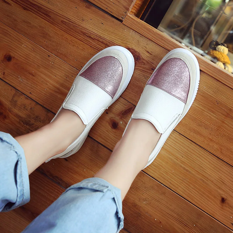 mixed color small white shoes student muffins shoes spring summer newest platform shoes women loafers slip on