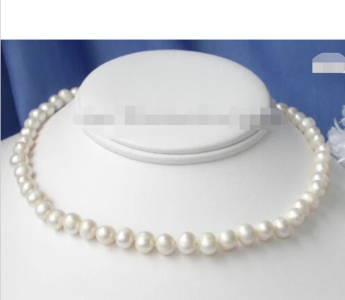 

fast Nice 8mm-9mm Freshwater White Pearl Necklace AAA