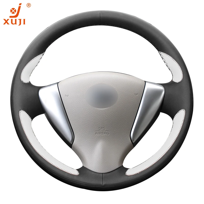 XUJI 2019 Custom Made Patent Easy DIY Perfect fit Faux Leather 5D Flash installation Steering Wheel Cover hub for NISSAN Tiida |