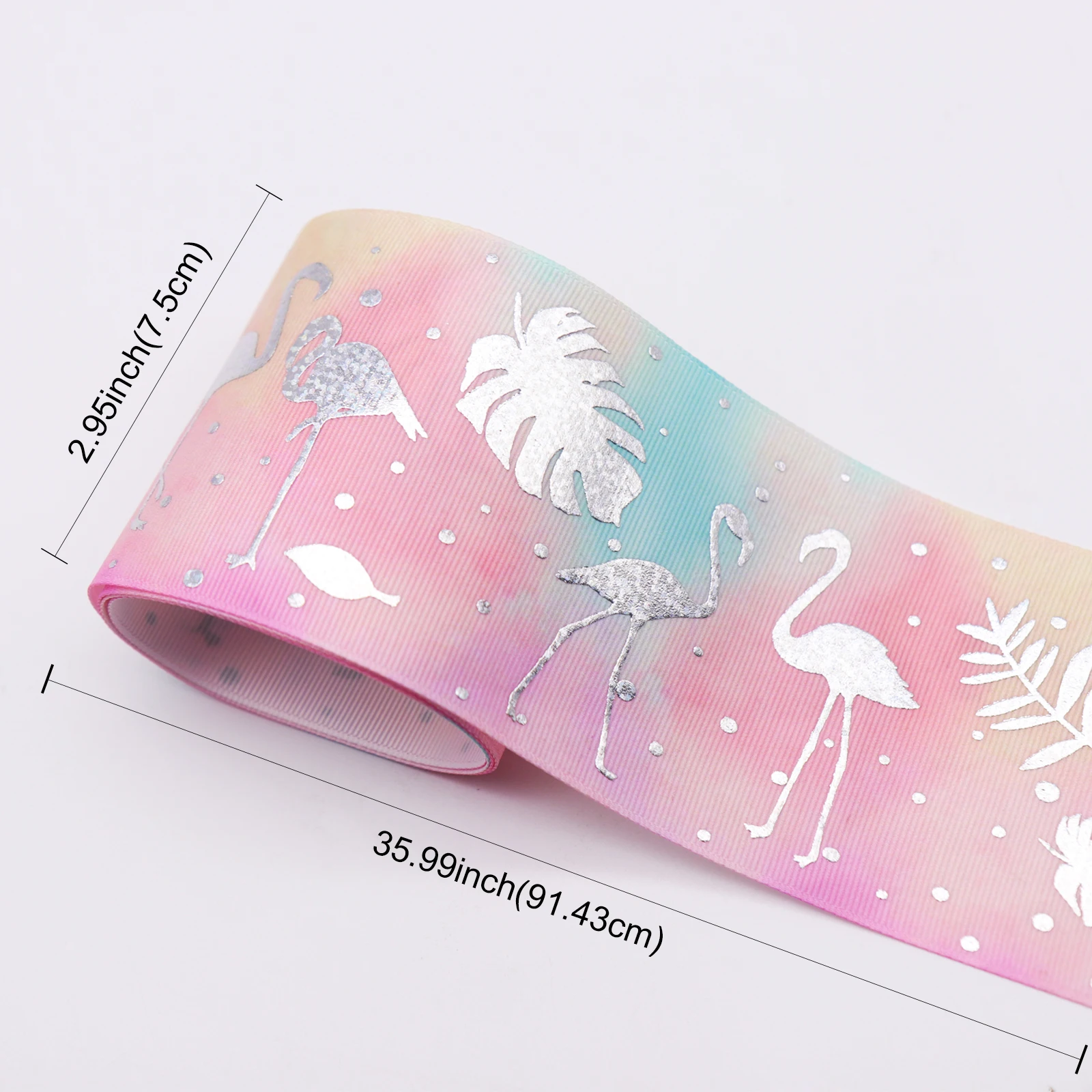 1 ярд 75 мм Bronzing Фламинго корсажная лента для DIY аксессуары для волос подарочная упаковка для дня рождения детский душ Свадебная вечеринка Декор