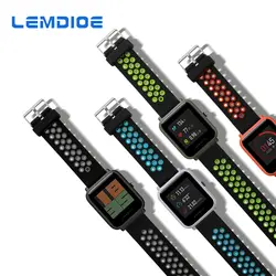 LEMDIOE умные аксессуары для Xiaomi Bip умные часы силиконовый двойной цвет 20 мм молодежный Спорт наручные Смарт-часы ремешок