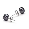 6-7mm AAA Natural Cultured Black Button Freshwater Pearl Earring with 925 Sterling Silver Sutd 1
