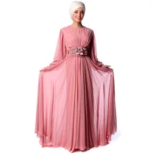 Fabulous Full Long Sleeve Muslim Evening Dress Gowns Dubai Kaftan Marocain Party Islamic Dresses With Hijab Cap For Muslim Women