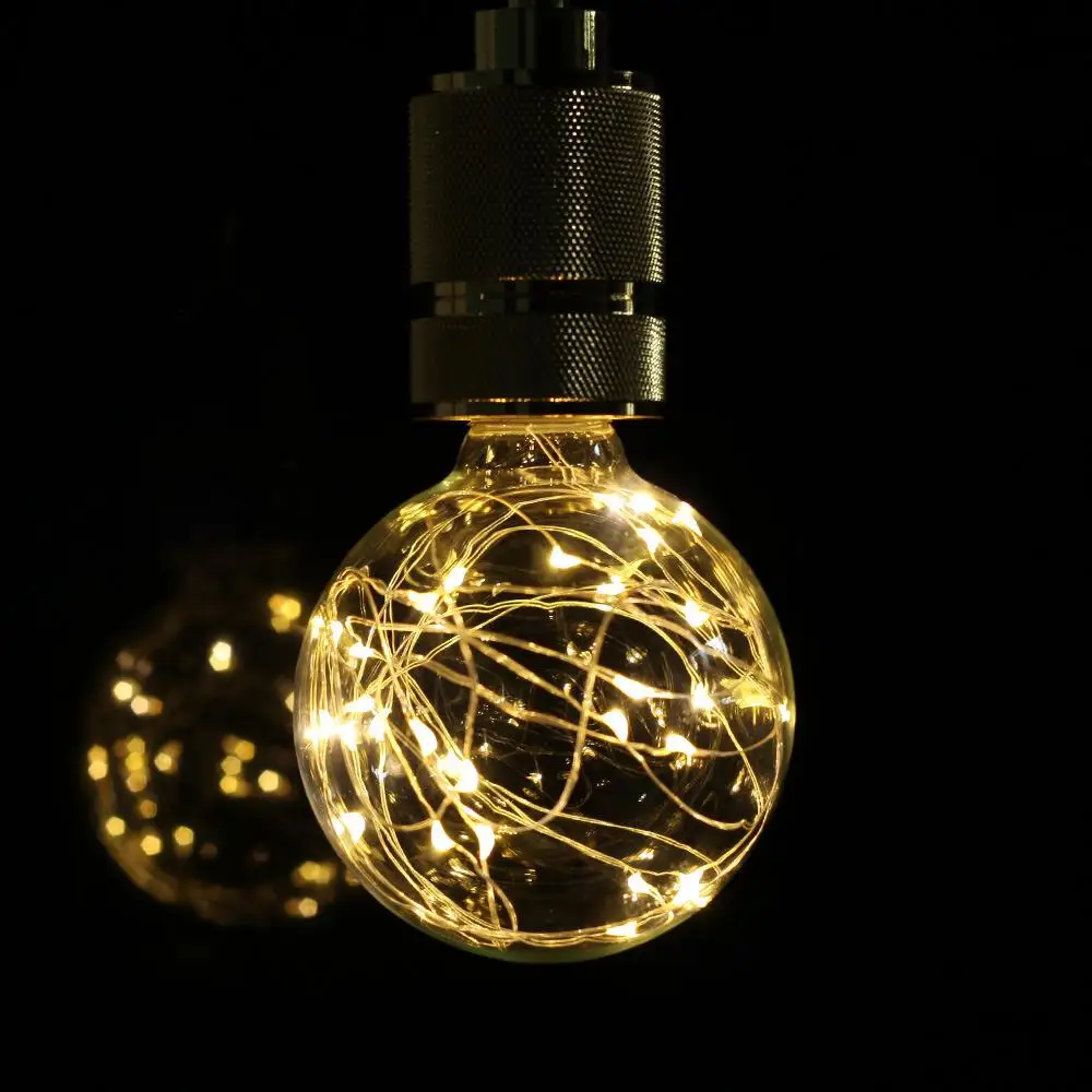 

HobbyLane 1PC Warm Light G95 Copper Wire Light Bulb E27 85-265V Vintage Bulb Room Decoration